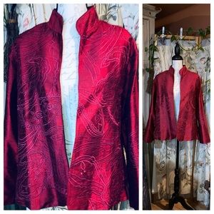 Silk Embroidered Formal Dress Jacket Red By Anu Sz XLarge